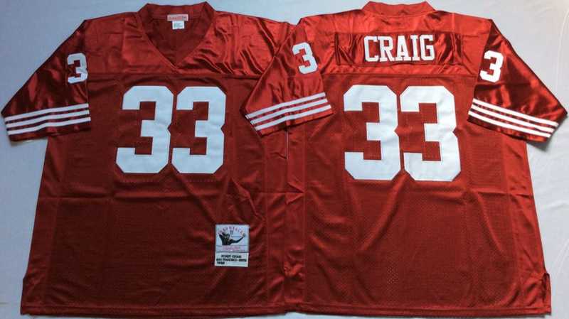 49ers 33 Roger Craig Red M&N Throwback Jersey->nfl m&n throwback->NFL Jersey